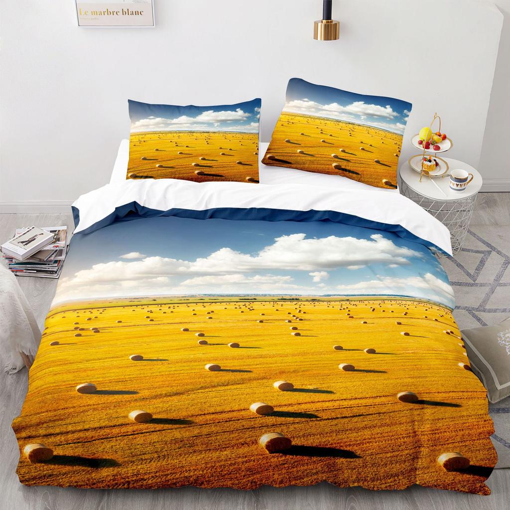 Wheat Field Lpluscape Soft Duvet Cover Quen Golden Wheat Ears Bathed In Sunlight Comfortable Quilt Cover Farm Theme Beding Set Warm Plus Nice