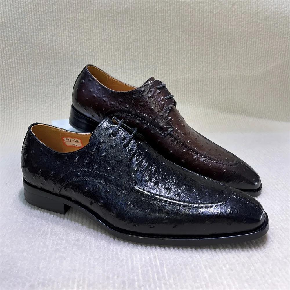 Fashion Men's Genuine Leather Formal Dress Shoes Pointed Toe Lace-Up Office Oxford Business Shoes Black Brown Banquet Footwear