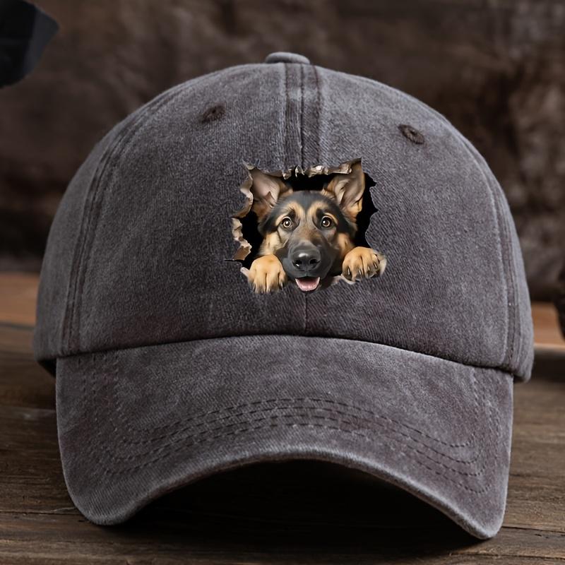 Lochmuster Wolfshund-Print Baseballkappe Unisex Outdoor Entenschnabelkappe gebogener Schirm gewaschen Retro Sonnenhut