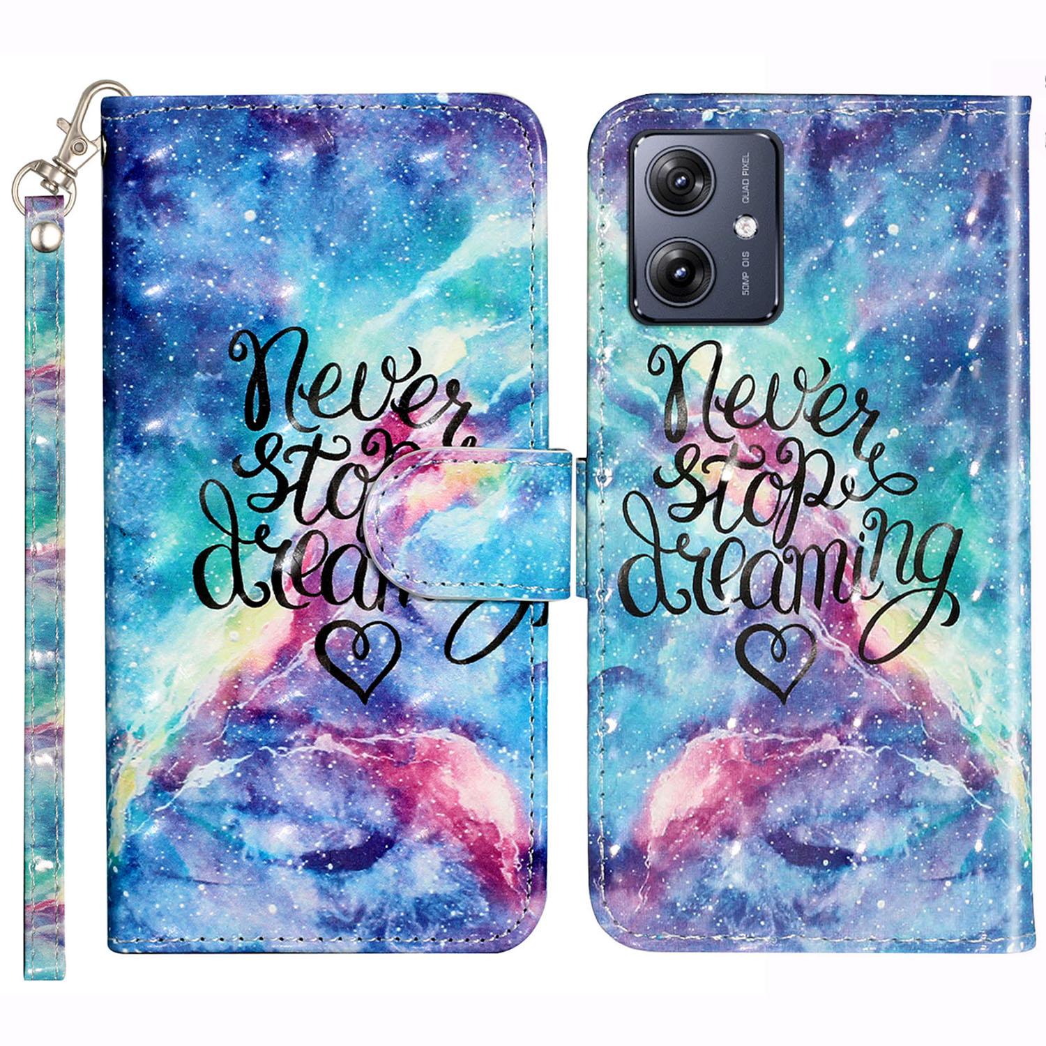 

For Motorola Moto G54 5G Mobile Phone Case 3D Pattern PU Leather Flip Cover Starry Sky