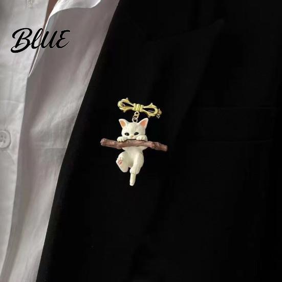 Brooch Pin Outfit Accessory Women Bow Cat Hug Branch Design