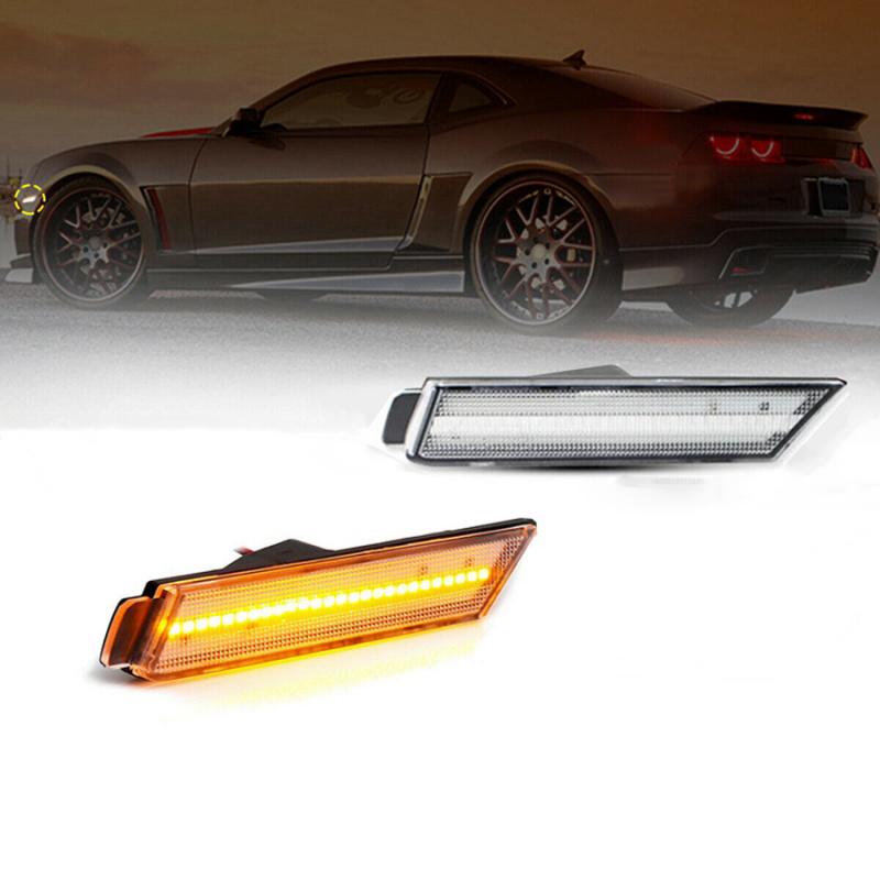 2 Pcs Car Front Signal Light Smoked LED Side Marker For 2010-15 Chevrolet Camaro