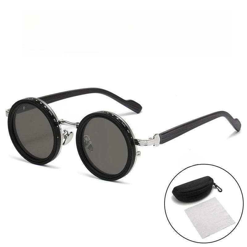 Level Rotatable Adjustable Men'S Sunglasses Retro Neutral Street Photography Wood Grain Legs Uv400 Polarized Glasses