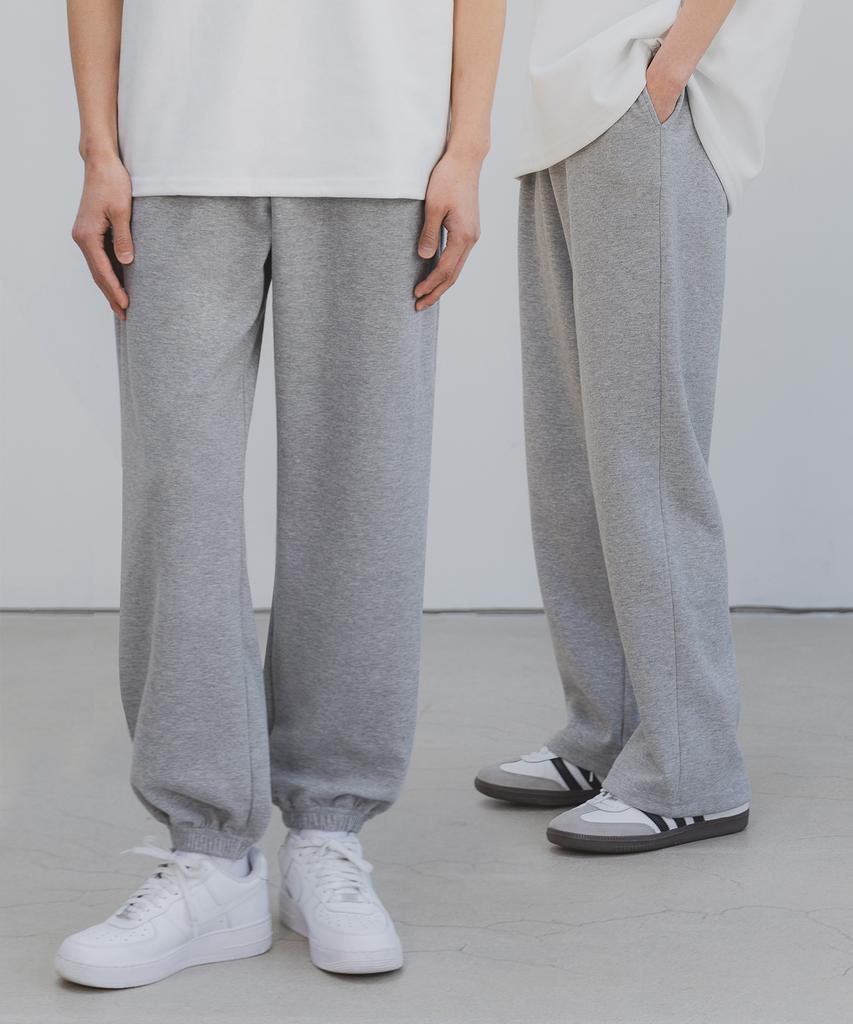 ALVINCLO [2Pack] Plain Double Cotton Fleece-Lined Joggers / Semi-Wide Training Pants 2-Piece Package (Type A)