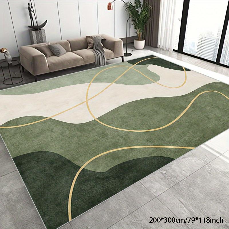 1pc Abstract Geometric Green Carpet In The Living Room Decor and Bedroom Non Slip Soft and Washable Rural Hotel Family Carpet