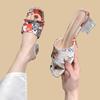 Fashion Retro National Style Trend High Heels Women Slippers Shoes Chunky Sandals Woman Summer Open Toe Flip FlopTransparent Fad Slides