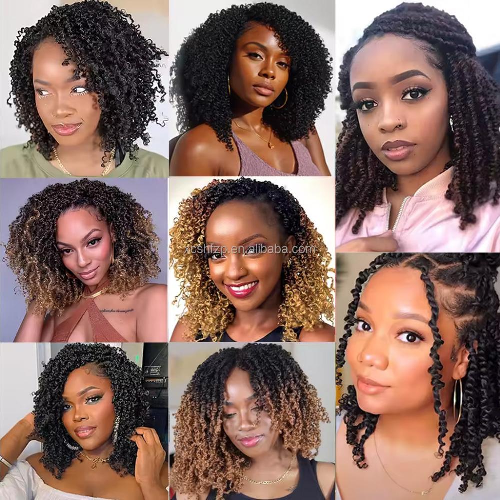 8inch Spring Twist Hair for Braids 30strands Curly Twist Water Wavy Crochet Hair Extensions Pre Looped Passion Spring Twist Hair