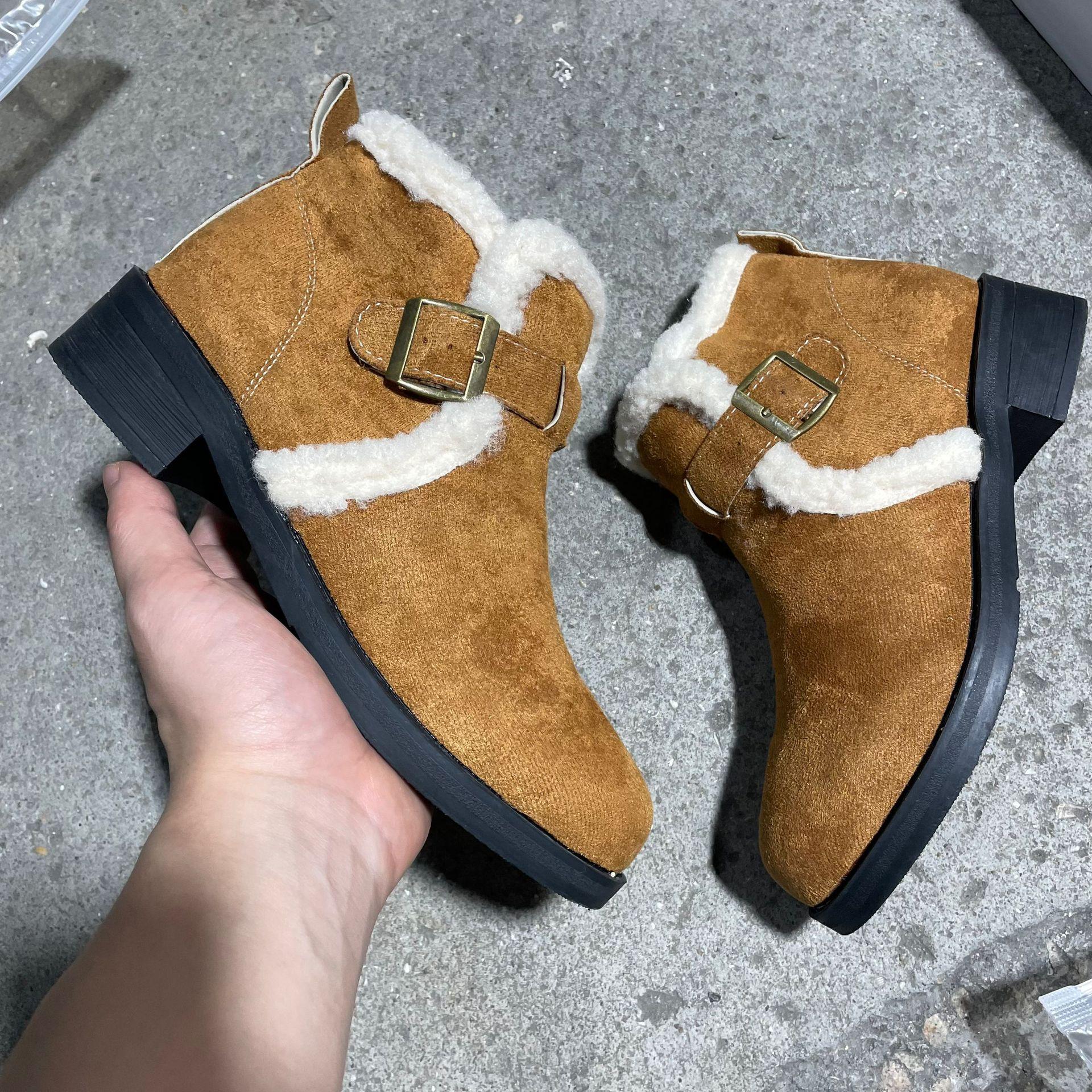 Осенне-зимние женские хлопковые ботинки больших размеров на толстой подошве — фото 6