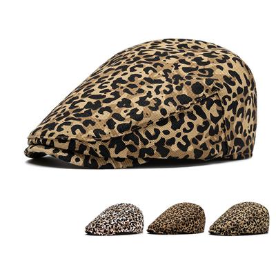 Cotton Leopard Print Forward Cap Women's Retro Beret Cap Youth Student Cap