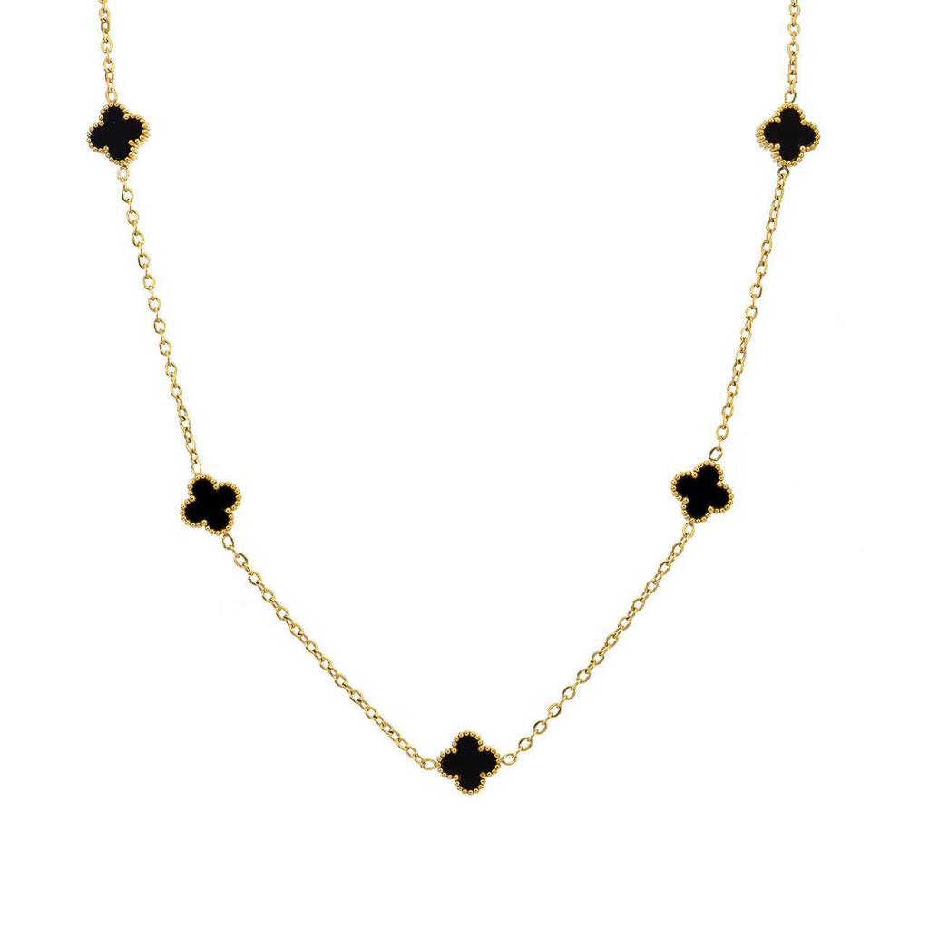 9MM Four-leaf Clover Shell Necklace 5 Flowers Women's Light Luxury All-match Clavicle Chain Necklace