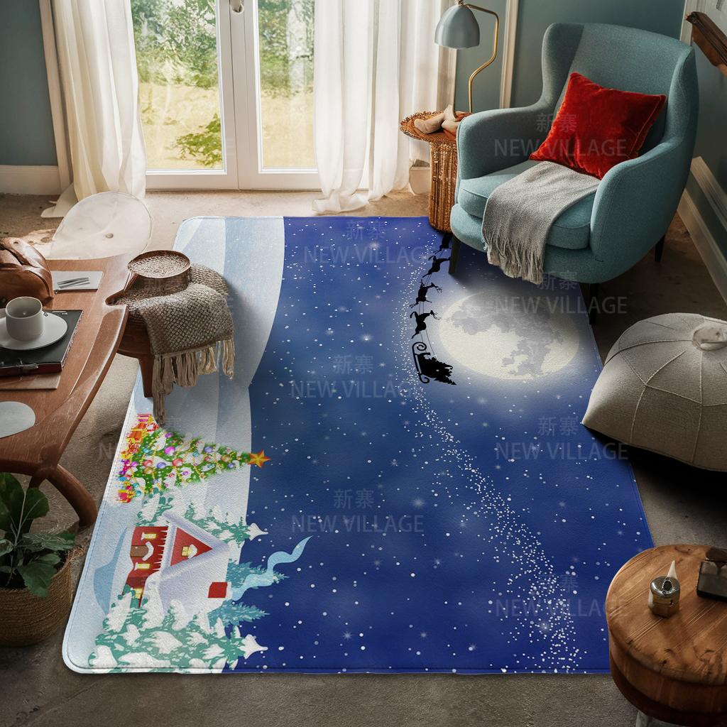 House Entrance Carpet Home Door Mat Living Room Bath Foot Bathroom Non-slip Water Absorption Rugs Bath Merry Christmas Winter