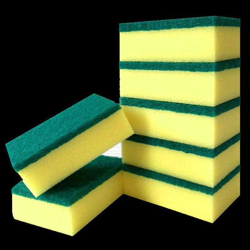 Langlebiges 8-teiliges Küchenschrubber-Set mit gelben und grünen Schwamm-Pads