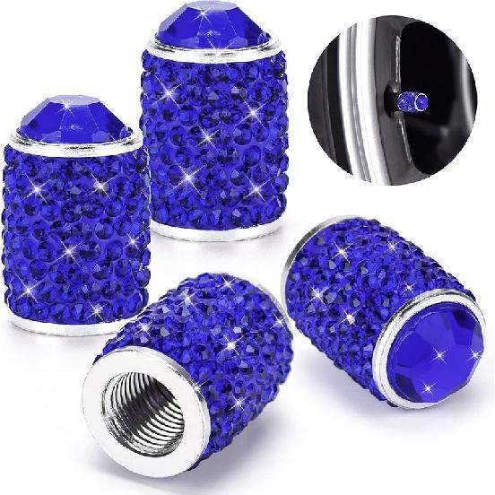 Bling Tire Valve Caps, 4 Pack Handmade Crystal Rhinestone Tire Caps Universal Bling Car Accessories for Women Dustproof Bling Valve Stem Caps Cover