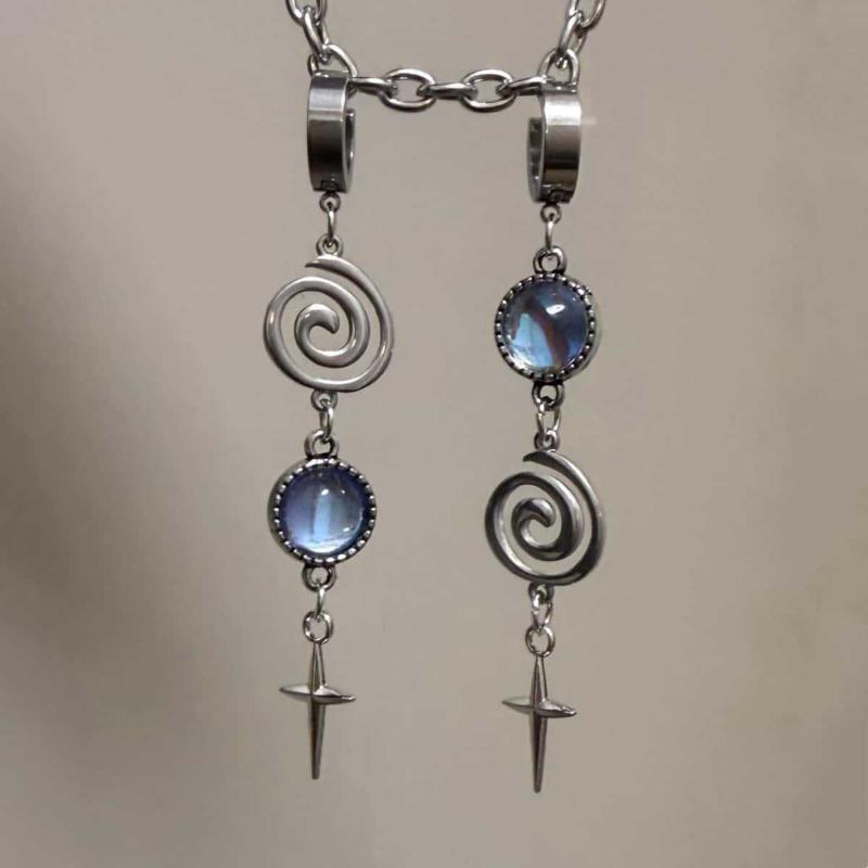 Punk Style Vortex Circular Inlaid Zircon Cross Pendant Earrings, Women s Y2k Personalized Holiday Accessories Zircon