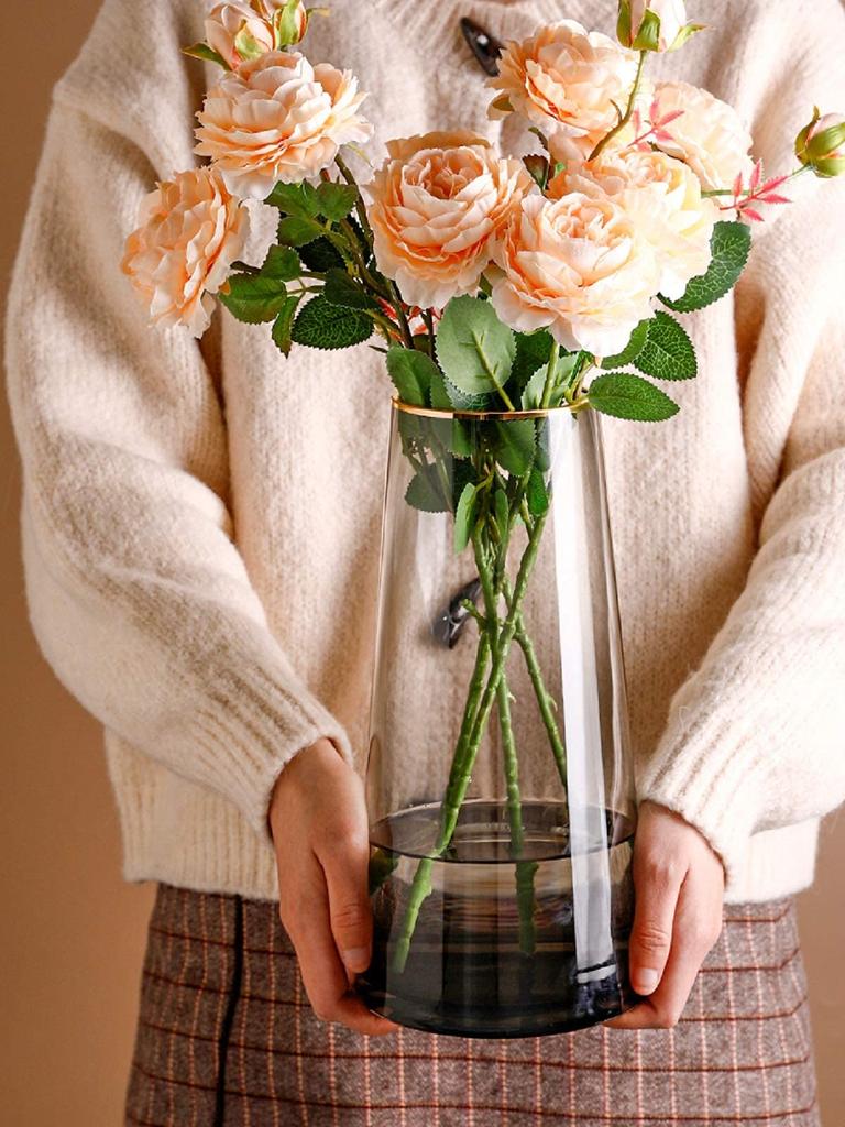 22cm Glass Vase, Transparent Glass Bottle, Nordic Style, Ideal for Arranging Flowers, Hydroponics, Ikebana, and Artificial Flowers, Stylish and