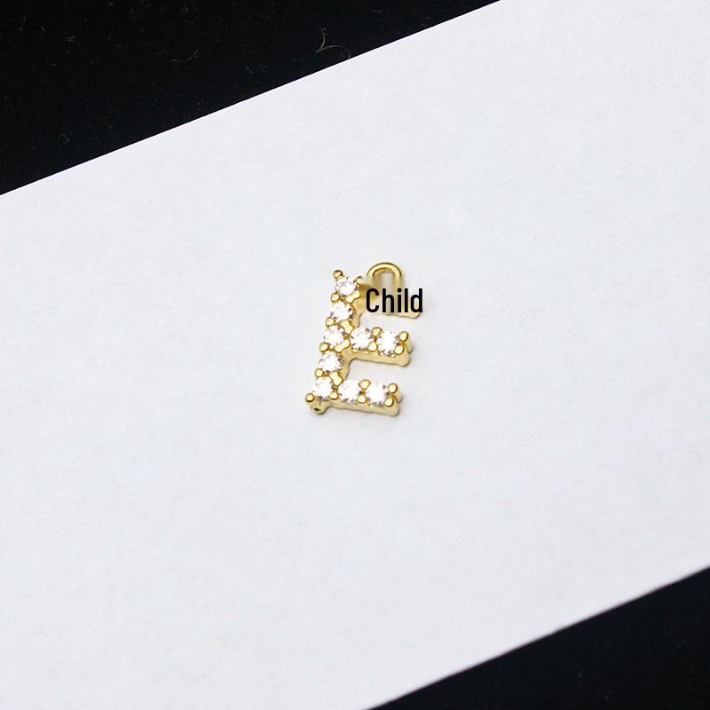 Copper-Plated Gold Micro-Inlaid Diamond English Letter Pendant: 26 Charm Options for Necklaces or Earrings
