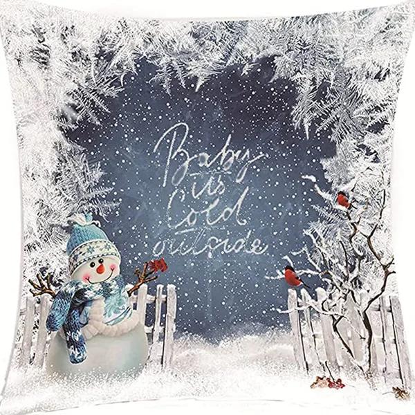 Winter Series Christmas Eve Linen Pillowcase Home Living Room Sofa Bedroom Cushion
