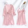 JunyueLiang Smooth and Shiny Loungewear Cute and Includes Shorts and Set or Set Size Women's Silk-Like Set, Sexy, Pants, 2-Piece 5-Piece (Pink 5-Piece