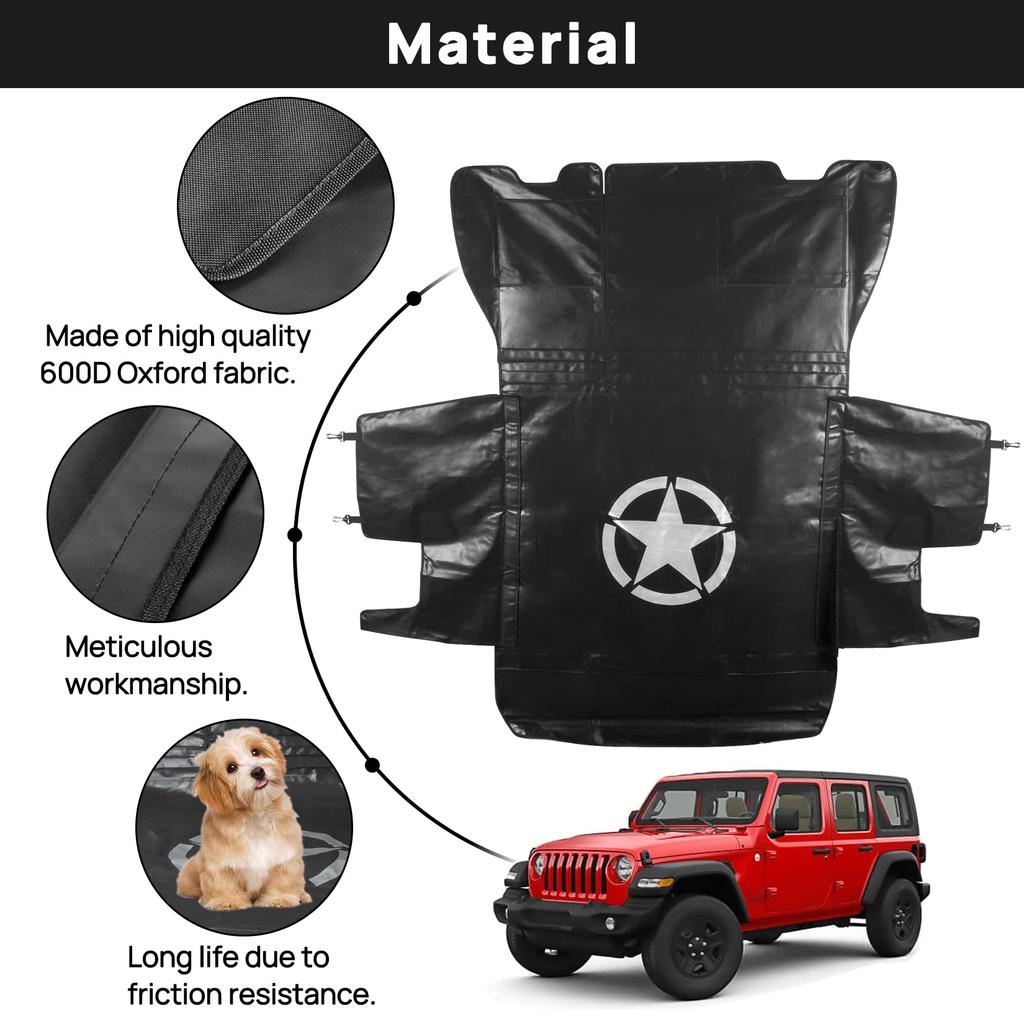PSLER Car Rear Cargo Cover Pet Mat Trunk Puppy Waterproof Heavy Duty Rear Mat Seat Cover Compatible with Wrangler JK Anti-Slip 2007-2017/JL 2018-2019