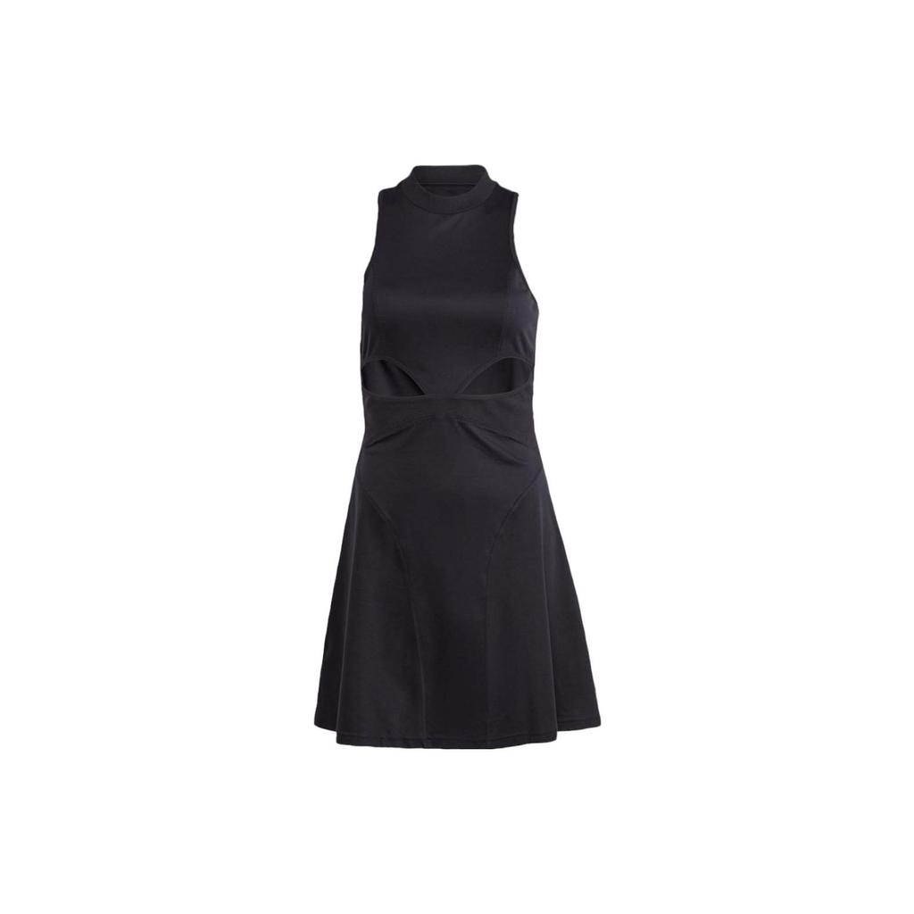 Adidas X Rui Zhou Collaboration FW23 Solid Color Waist-Defining Hollow Design Sports Sleeveless Dress Women Dresses Black IU0168