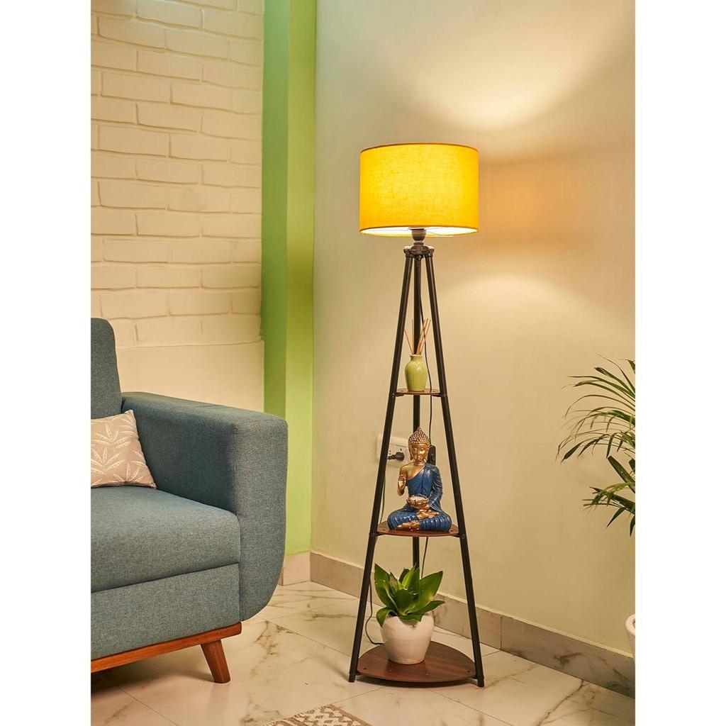 Metal Floor Lamp with 3 Shelves (Fresh Yellow)