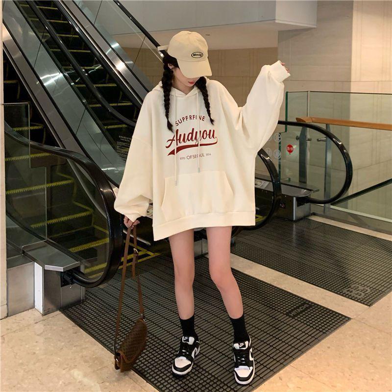 Damen Kapuzenpullover mit Kapuze, warm, weich, gepolstert, verdickter Kapuzenpullover, lockeres Studententemperament, Retro-Freizeit, Herbst und Winter, Kapuzenpullover