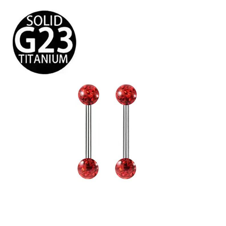 Titanium Shamballa Diamond Ball Tongue Stud with Polymer Clay Diamond Inlay - 14G Body Piercing Jewelry