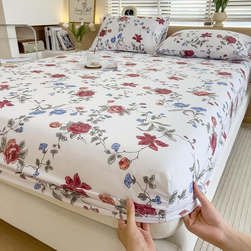 

New Double Layer Gauze Fitted Sheet Single Piece All-inclusive Bedspread Sheet Mattress Protector Fitted Sheet Single bed hat 90x200cm