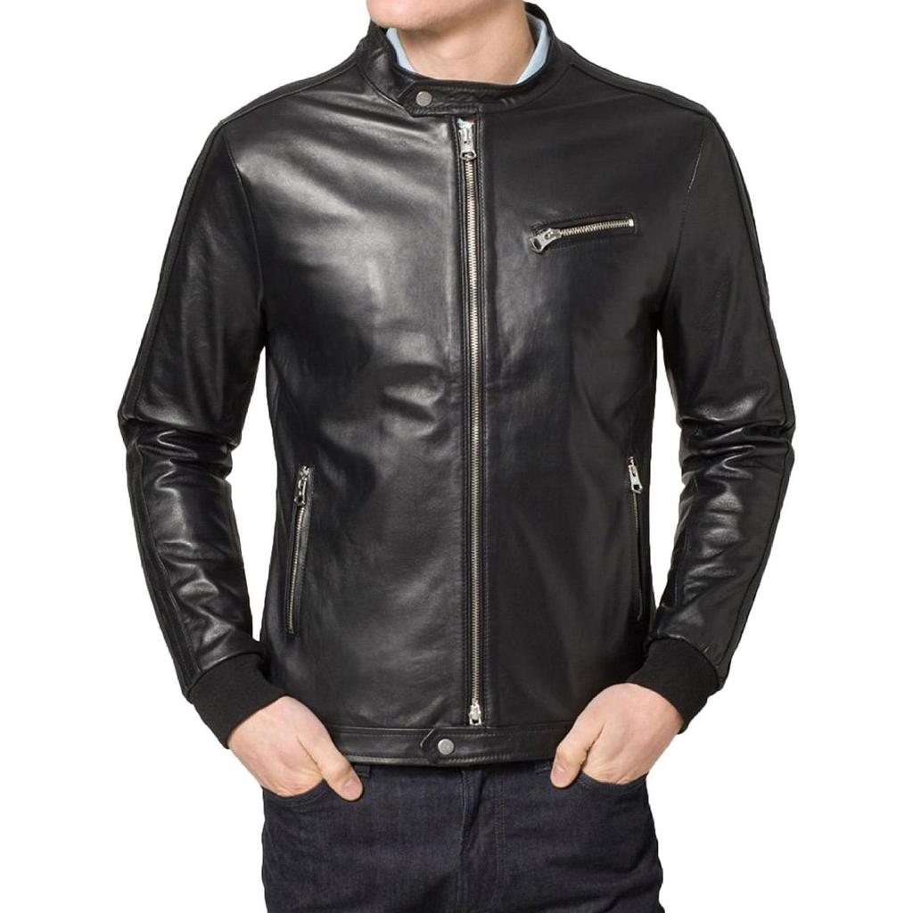 SKINOUTFIT Men's Genuine Lambskin Black Leather Jacket Stylish Motorcycle Bomber Biker Outerwear MJ 89