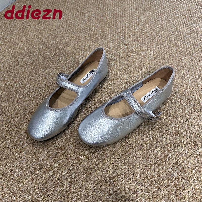 Fashion Female Shallow Footwear Women Flats With Shoes Soft Round Toe Fashion Buckle Strap Mary Janes Ladies Flats Shoes