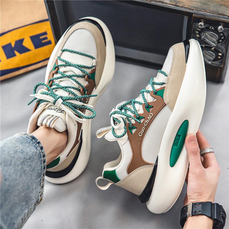 Fashion Men Thick Sole Running Shoes Casual Mesh Breathable Height Increased Platform Sports Workout Shoes Male Chunky Sneakers
