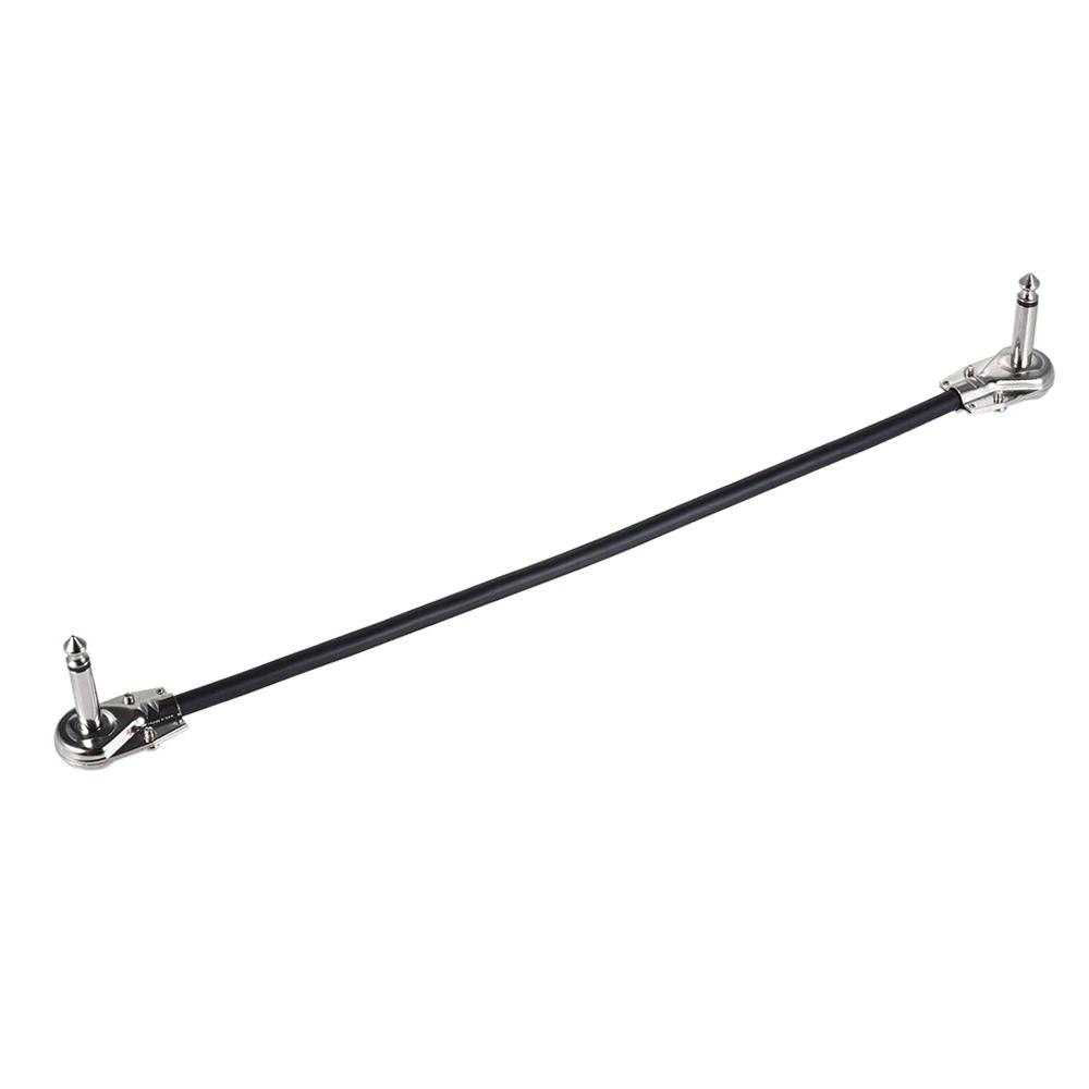 15cm/ 6in 30cm Guitar Effect Pedal Instrument Patch Cable 1/4" Silver Right-angle Plug Black PVC Jacket, 6-Pack