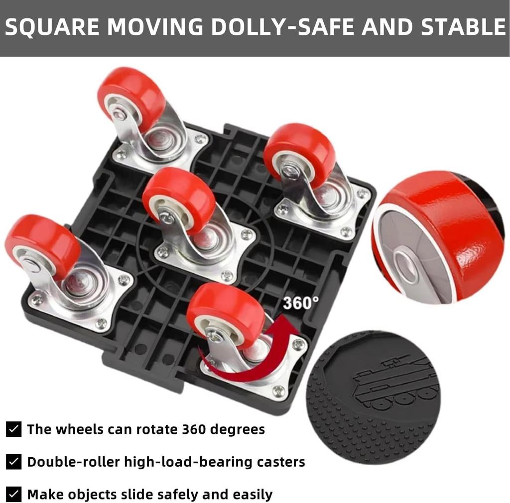 5-Wheel Heavy Furniture Mover Dolly Set with Lifter 360° Rotation Furniture Dollies Heavy Stuff Moving Tool Set