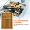Expandable Kitchen Drawer Organizer for Utensils Cutlery Flatware Bamboo Silverware Drawer