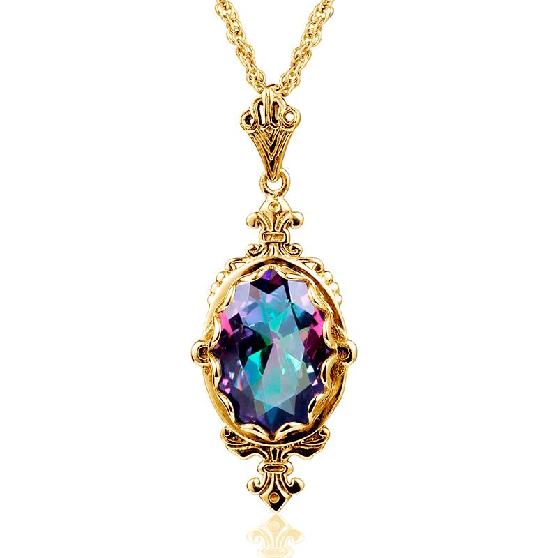 100% Sterling Silver 925 Citrine Necklace Women Luxury 10*14mm 8ct Oval Yellow Stone Pendant Victoria Style Jewelry Gift Female