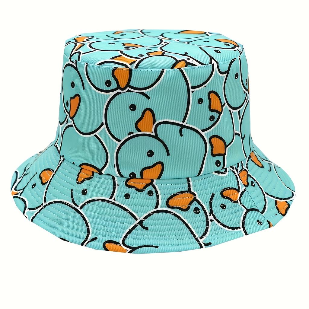 Summer Fisherman Hat Double Sided Yellow Travel Duck Bucket Hats Sunshade Anti-UV Breathable Reversible Foldable Beach Hat