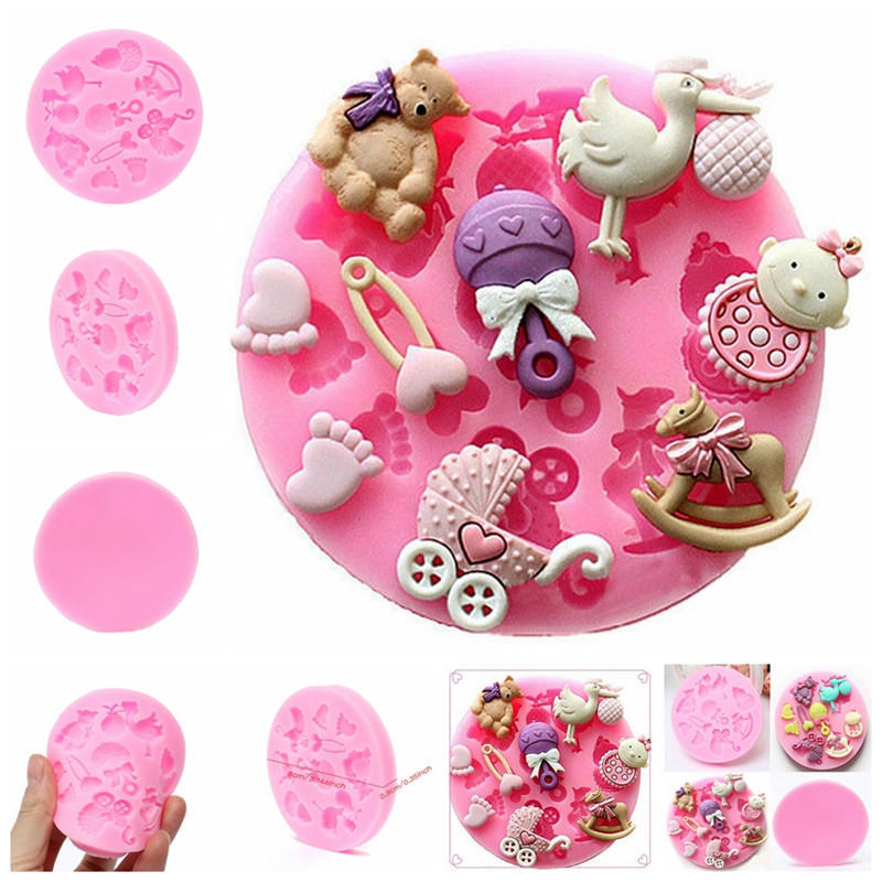 Baby Shower Silicone Fondant Cake Mould Mold Chocolate Baking Sugarcraft Decor MEIfang