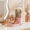 Rotating Makeup Brush Holder Dustproof Makeup Brush Organizer with Sliding Door Cosmetic Tools Beauty Brushes Holder for Vanity Table Bathroom