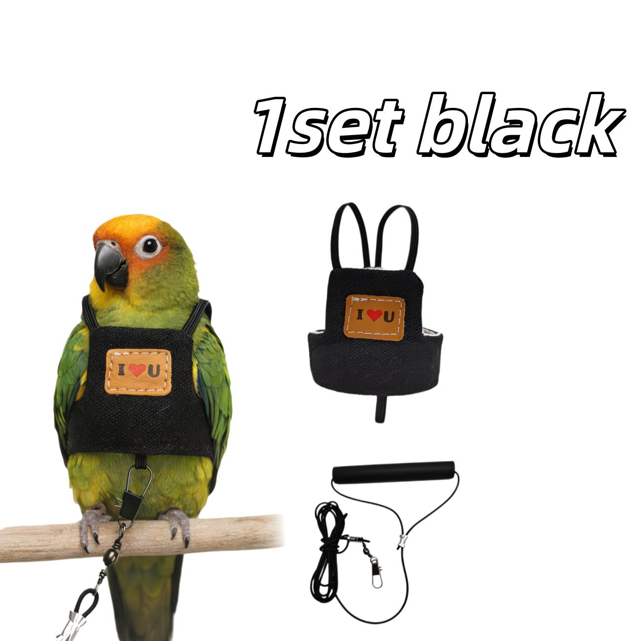 1set Adjustable Bird Flight Harness with Leash – Anti-Bite Training Vest for Budgies, Cockatiels, Outdoor