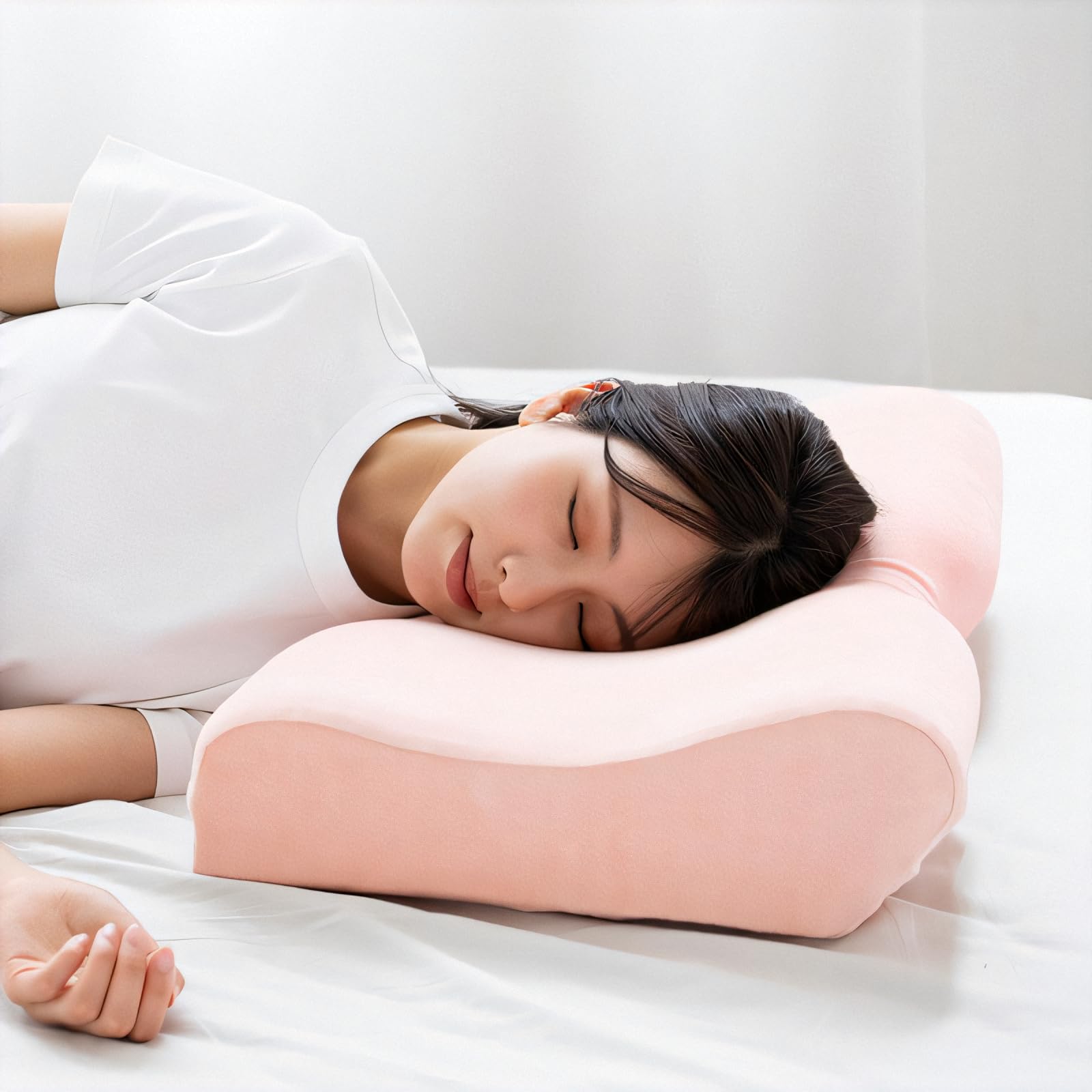 

Romance Kosugi Mochine Pillow (with dedicated cover) - A high pillow perfect for side sleeping, Pink