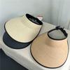 2026 New Straw Woven Hollow Top Hat Women's Summer Sun Protection Cap Large Eaves And UV Protection Foldable Sun Shading Hats