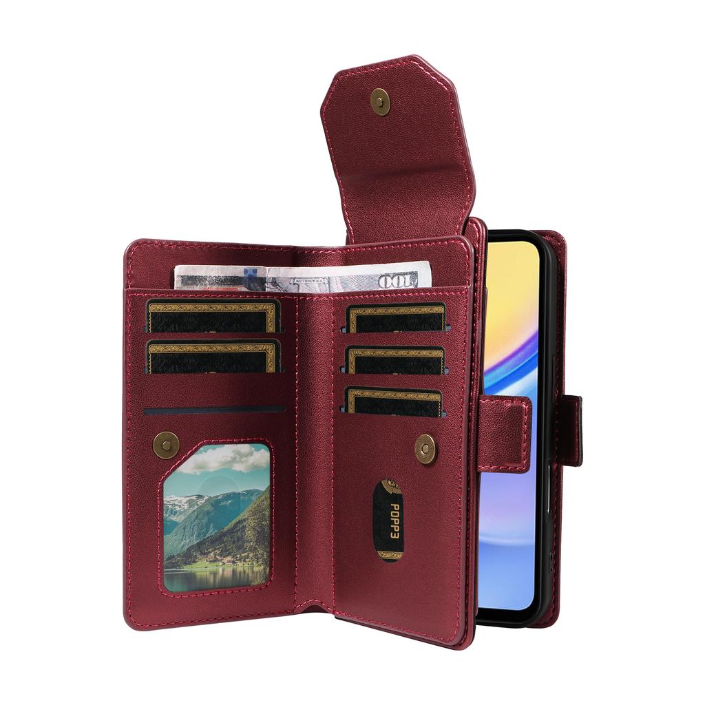 For Samsung Galaxy A15 5G/A15 4G Case with Multi-Card Holder and Strap PU Leather Phone Cover Stand