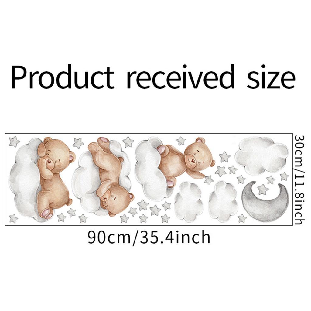 2/1Pcs Wall Stickers Wall Art Decor Cartoon Bear Moon and Stars Color Self Adhesive Stickers for Kids Room Baby Room Wall Decals