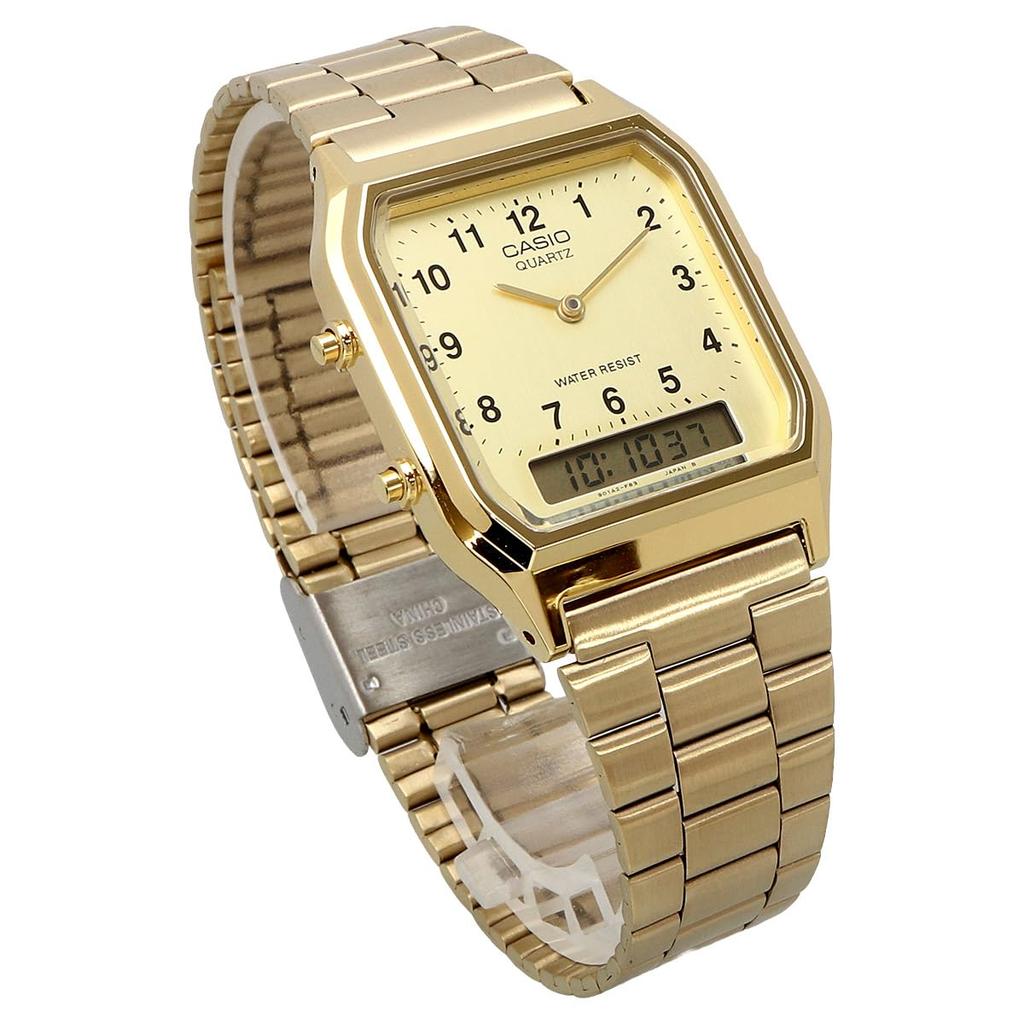 Casio Vintage Series Quartz Dual Overseas Model ANA-DIGI Watch, AQ-230GA-9BMQ, Unisex, Time, Gold, [Used]