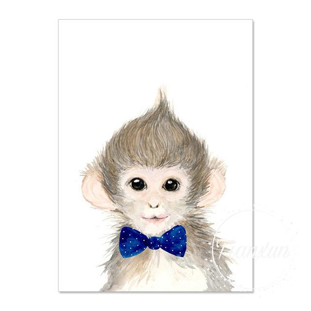 Blue Bow Tie lovely Animal Canvas Painting With Poaters And Prints Wall Art Tiger Picture For Boys Room On The Wall Room Decor No Frame