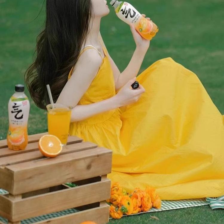 Women's Yellow Sleeveless Dress, Perfect for Summer Beach Vacation Photos; Stylish Maxi Dress
