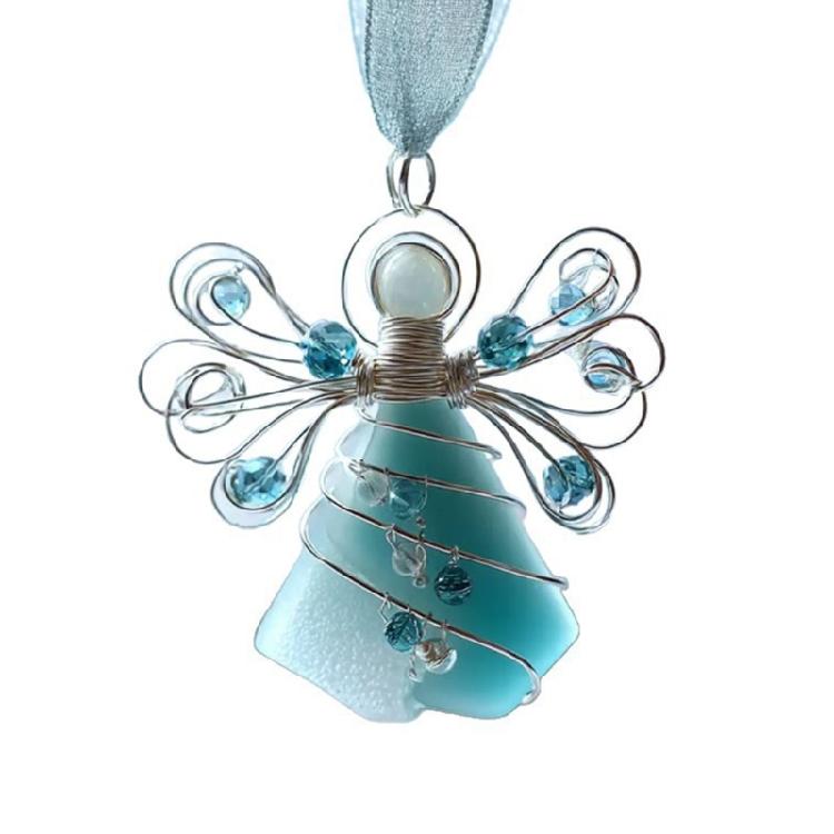 Multicolored 2D Flat Angelic Pendant Christmas Tree Acrylic Hanging Ornament for Festives Holiday Decors Charm Gifting