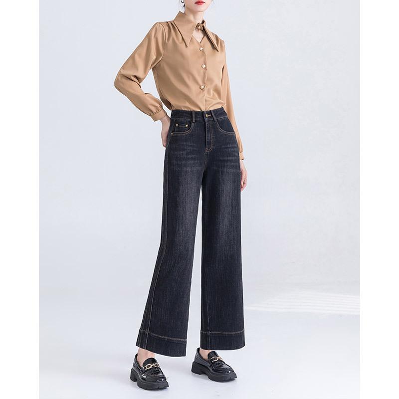 

Модные девятиточечные джинсы для женщин Весенний новый стиль Маленькая высокая посадка Свободные Прямые брюки Слим 26