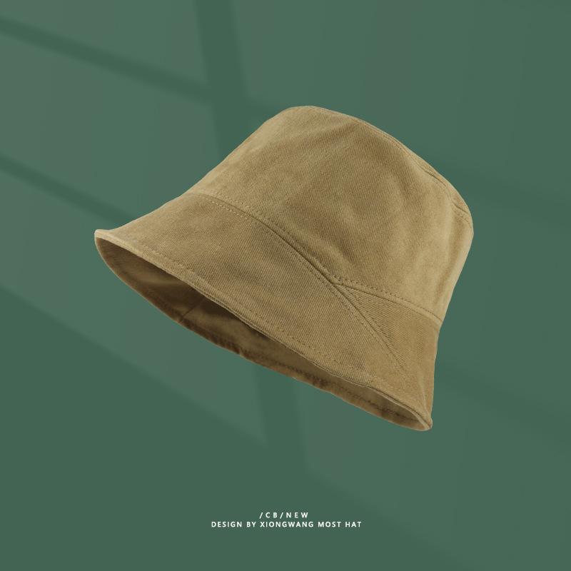 Early Autumn Plain Face Covering Bucket Hat Female Solid Color Casual Versatile Do Not Want To Talk High Cold Wind Basin Hat Male