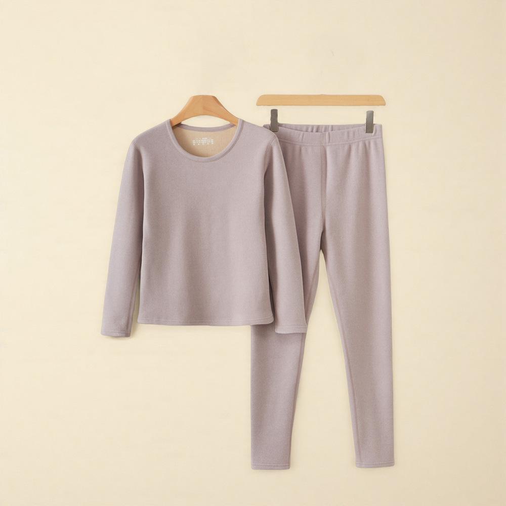 Koala Fleece Women's Extra Thick Alpaca Wool Underwear Set - Fleece-Lined, Round Neck Warmwear for Middle-Aged and Elderly.